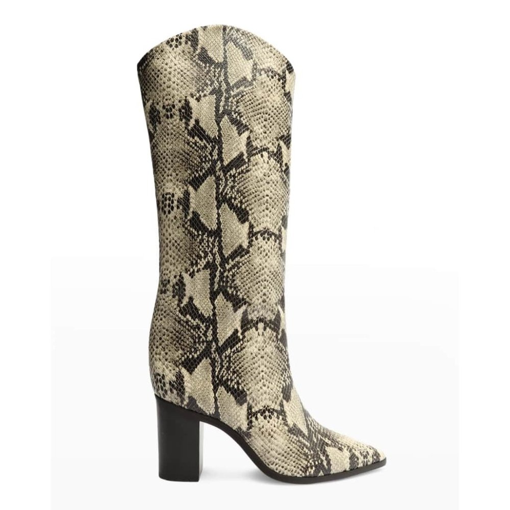 SCHUTZ Analeah Snake-Print Leather Tall Boots 5B